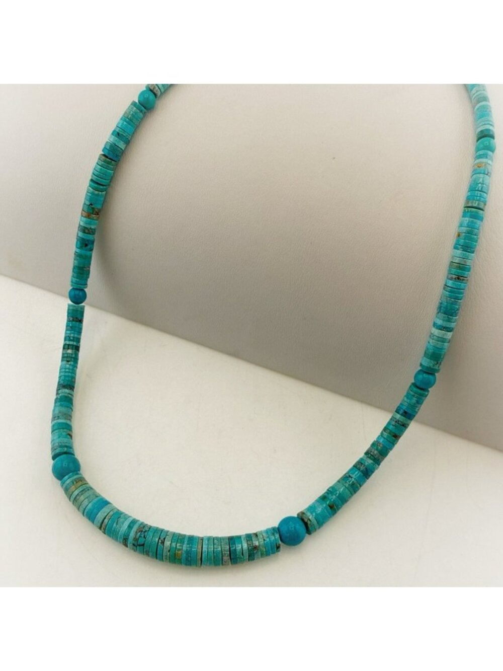 Jay King Turquoise Necklace Blue Disc Flat Bead Sterling Silver DTR 925